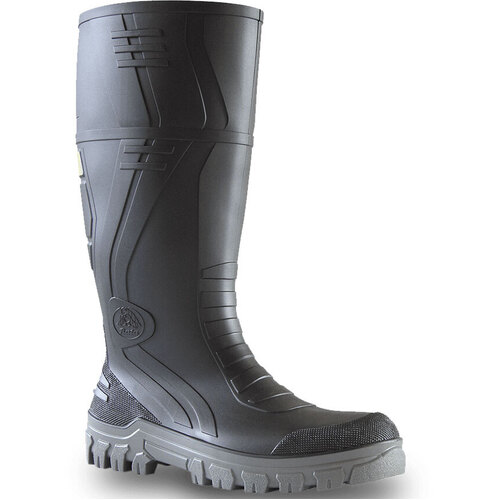 WORKWEAR, SAFETY & CORPORATE CLOTHING SPECIALISTS - Jobmaster 3 Gumboots - Black / Grey Pvc 400Mm Safety Gumboot