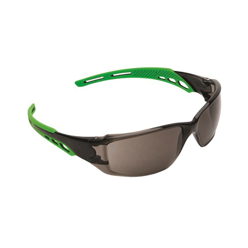 WORKWEAR, SAFETY & CORPORATE CLOTHING SPECIALISTS Cirrus Green Arms Safety Glasses A/F Lens - Smoke