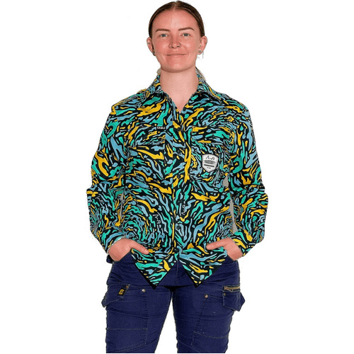 WORKWEAR, SAFETY & CORPORATE CLOTHING SPECIALISTS - WOMENS SPUN OUT FULL PRINT FULL PLACKET WORKSHIRT