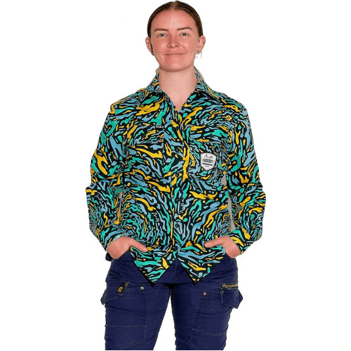 WORKWEAR, SAFETY & CORPORATE CLOTHING SPECIALISTS WOMENS SPUN OUT FULL PRINT FULL PLACKET WORKSHIRT