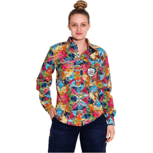 WORKWEAR, SAFETY & CORPORATE CLOTHING SPECIALISTS WOMENS FRACTAL FULL PRINT FULL PLACKET WORKSHIRT
