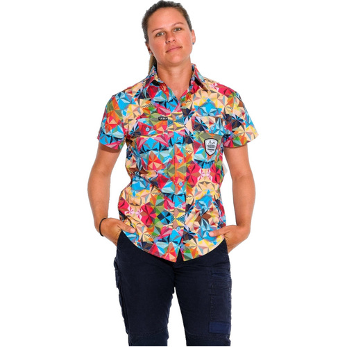 WORKWEAR, SAFETY & CORPORATE CLOTHING SPECIALISTS - WOMENS FRACTAL S/S FULL PLACKET SHIRT