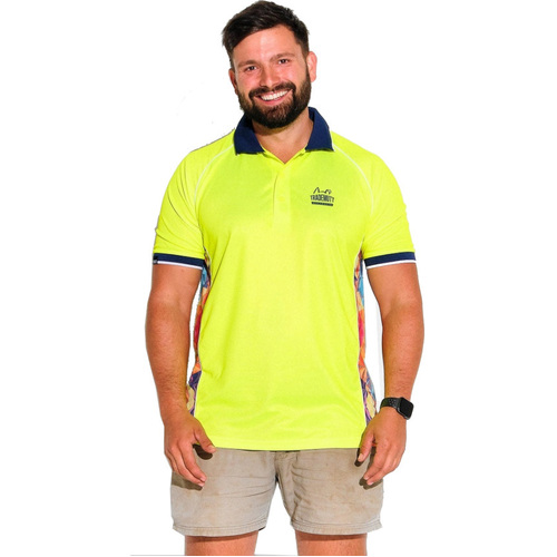 WORKWEAR, SAFETY & CORPORATE CLOTHING SPECIALISTS YELLOW FRACTAL POLO