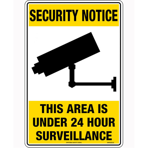 WORKWEAR, SAFETY & CORPORATE CLOTHING SPECIALISTS 450x300mm - Metal - Security Notice This Area Is Under 24 Hour Surveillance